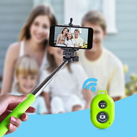 Perche Télescopique Selfie télécommande Bluetooth Vert